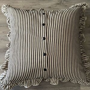Lauren Ralph Lauren Black & Cream 22” Ticking Stripe Pillow Feather Insert